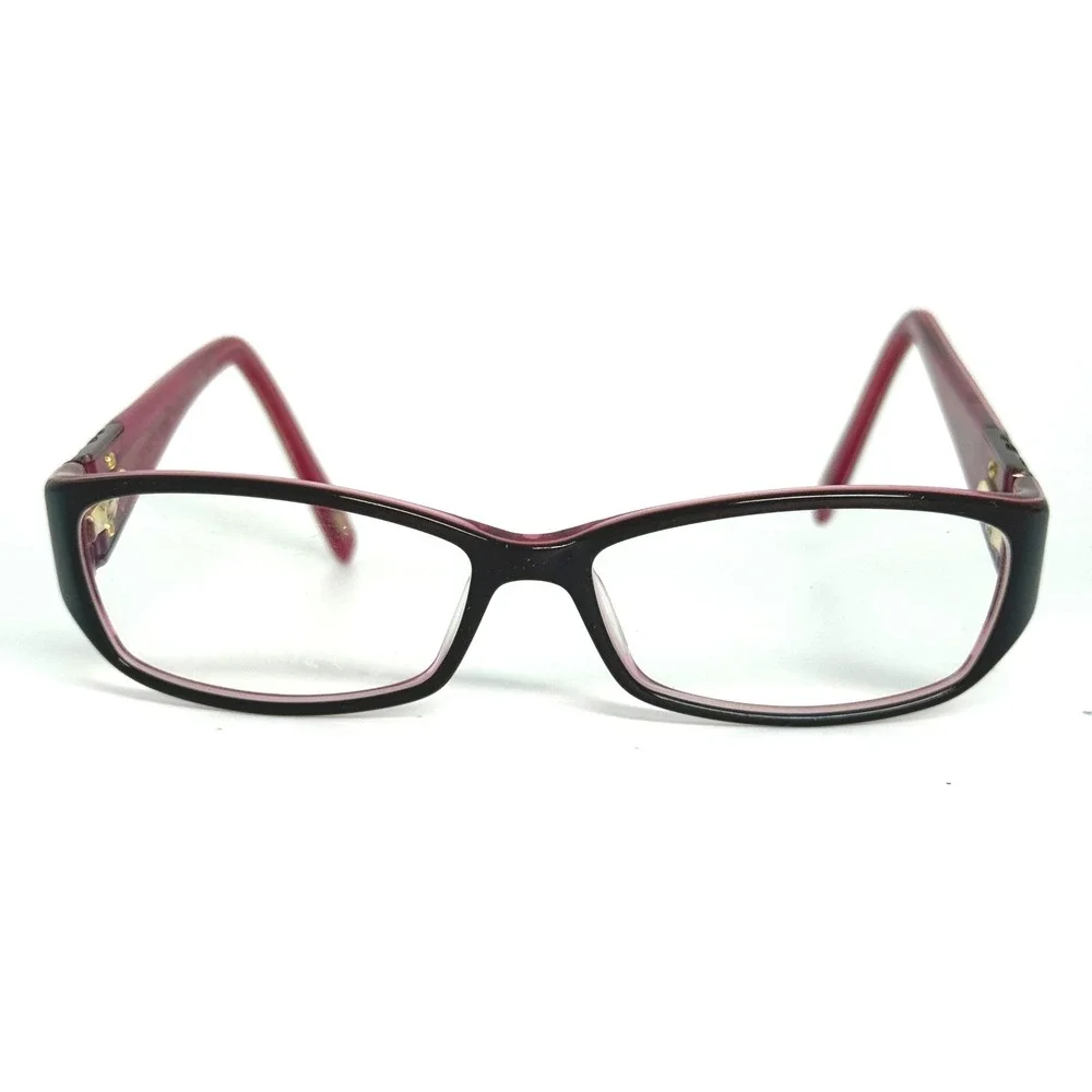 Rosella Ruby Eyeglasses‎ Frames 53-15-135 Burgundy Floral Temple Detail 22294